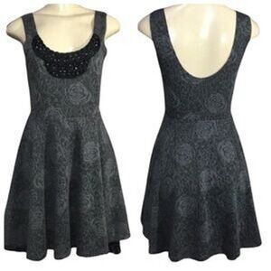 Free People Grey‎ Rose Burnout Tulle Underskirt Fit Flare Dress Small